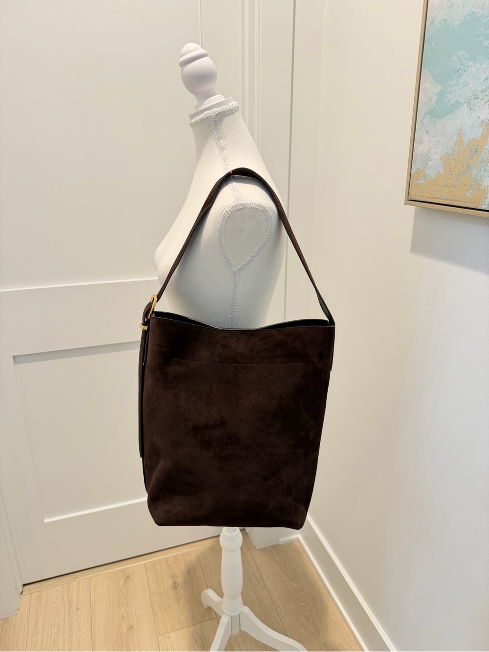 NEW Madewell The Essential Bucket Tote in Dark Carob Brown Suede NM988 $198 - Picture 7 of 13